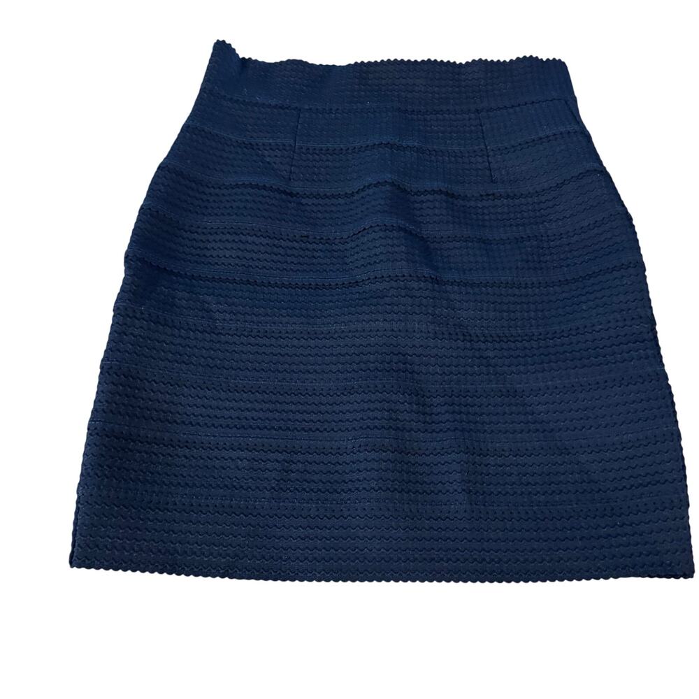 Charlotte Russe Navy Textured Mini Skirt Women’s Medium Back Zip Career Preppy